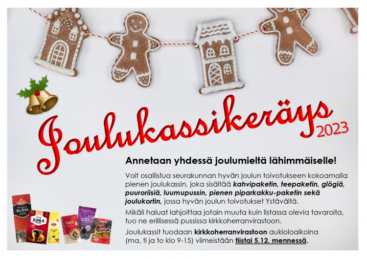Tapahtuman tekstitiedot ja piparkakkurivi