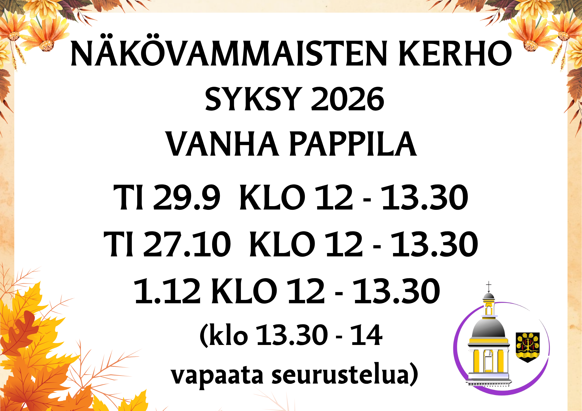 Näkövammaisten kerho syksy 2026