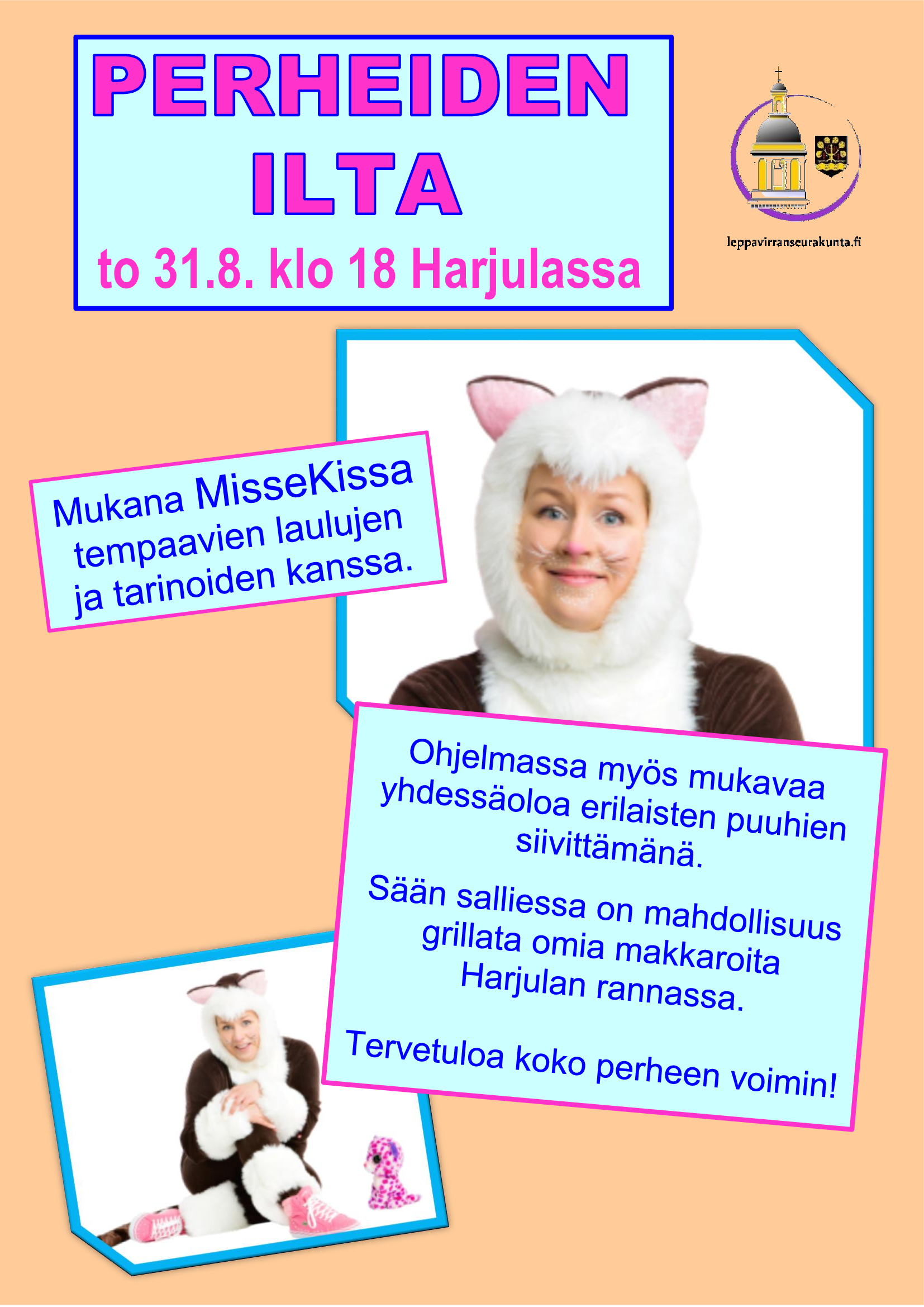 Tapahtuman mainos, jossa kuva MisseKissasta ja tekstinä tapahtuman tiedot
